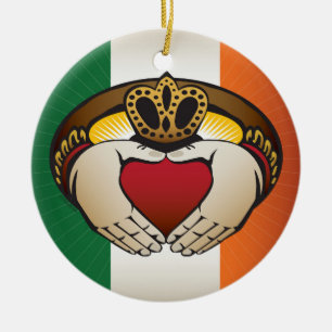 Ierse Vlag met Ring Claddagh Keramisch Ornament