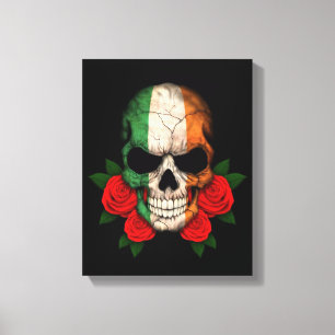 Ierse vlag met rode rozen canvas afdruk