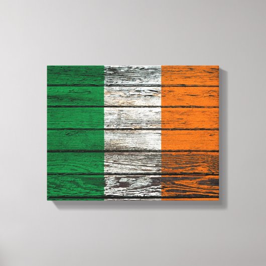 Ierse vlag met ruw hout graan effect canvas afdruk (Voorkant)