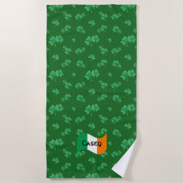 Ierse Vlag met Shamrocks Persoonlijk Strandlaken
