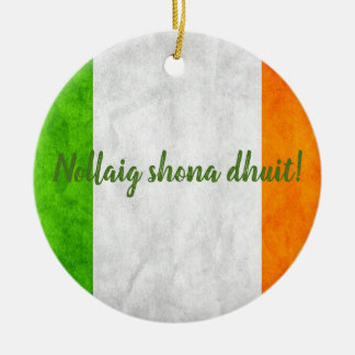 Ierse vlag Nollaig shona dhuit! Keramisch Ornament