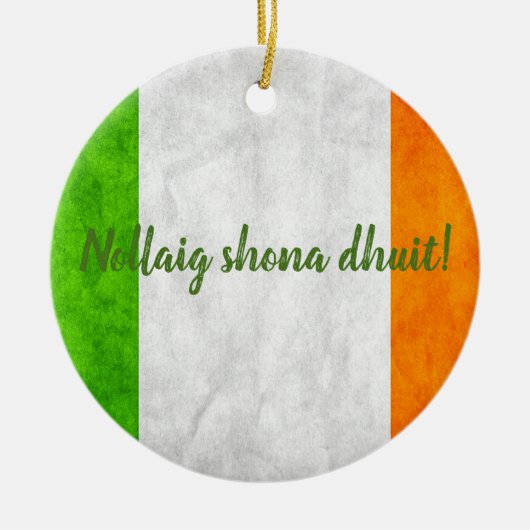 Ierse vlag Nollaig shona dhuit! Keramisch Ornament (Voorkant)