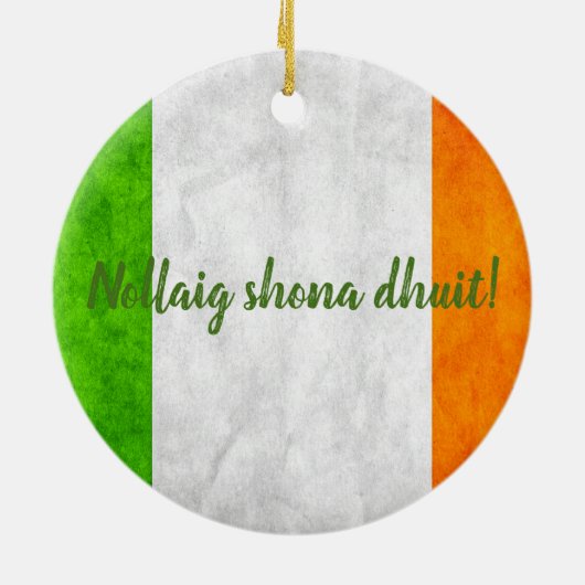 Ierse vlag Nollaig shona dhuit! Keramisch Ornament (Achterkant)