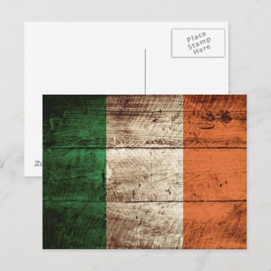 Ierse vlag op oude houten korrels briefkaart (Voorkant / Achterkant)