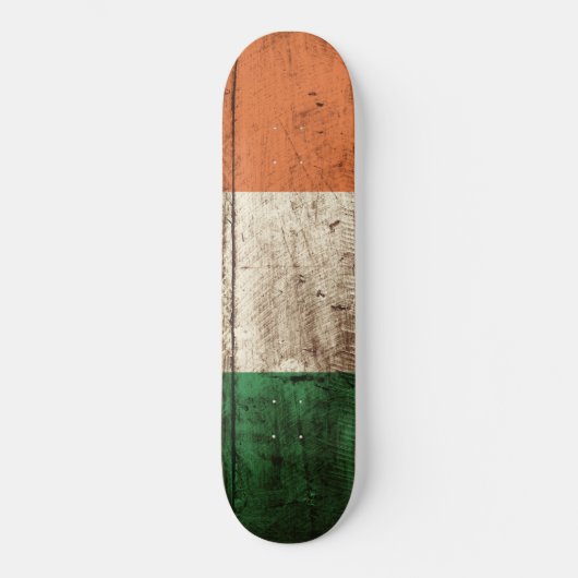 Ierse vlag op oude houten korrels persoonlijk skateboard (Voorkant)