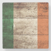 Ierse vlag op oude houten korrels stenen onderzetter (Voorkant)