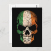 Ierse vlag op zwarte schaal briefkaart (Voorkant / Achterkant)