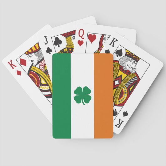 Ierse vlag Patriottic Ireland vlag Four Leaf Clove Pokerkaarten (Achterkant)