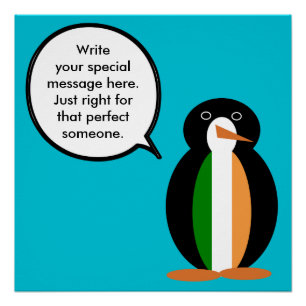Ierse vlag pratend Ms. Penguin Perfect Poster