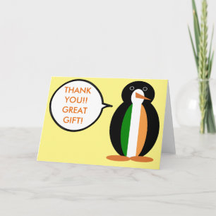 Ierse Vlag Pratende Mevr. Pinguïn Bedankkaart