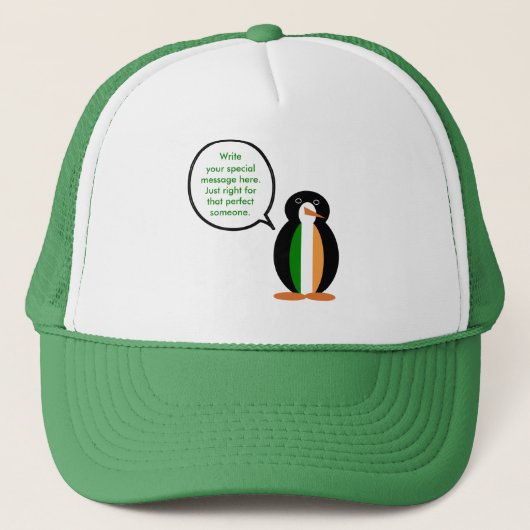 Ierse Vlag Pratende Mevr. Pinguïn Trucker Pet (Voorkant)