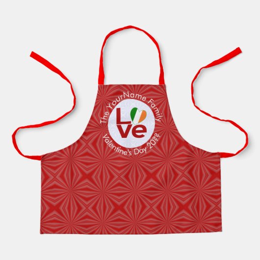 Ierse Vlag Rood LIEFDE Gepersonaliseerd voor Kinde Schort (Voorkant)
