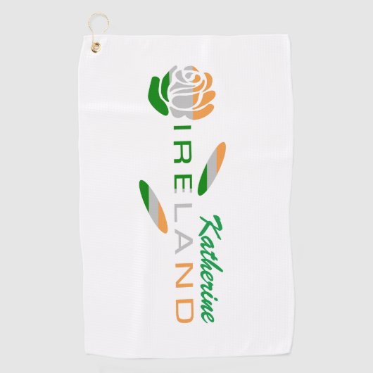 Ierse Vlag Roos Gepersonaliseerd Golfhanddoek (Voorkant)