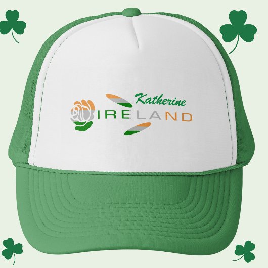 Ierse Vlag Roos Gepersonaliseerde Naam Trucker Pet