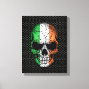Ierse vlag schedel op staal canvas afdruk