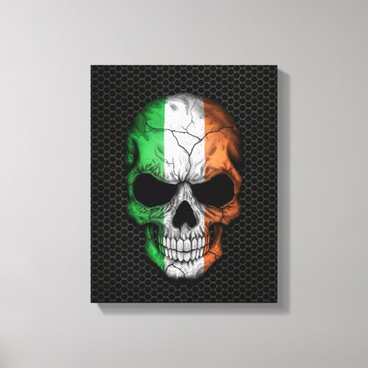 Ierse Vlag Schedel op Staal Mesh Graphic Canvas Afdruk (Voorkant)