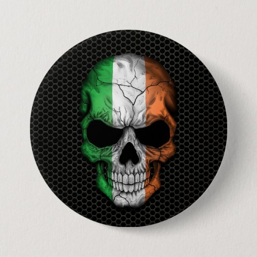 Ierse vlag schedel op staal ronde button 7,6 cm (Voorkant)