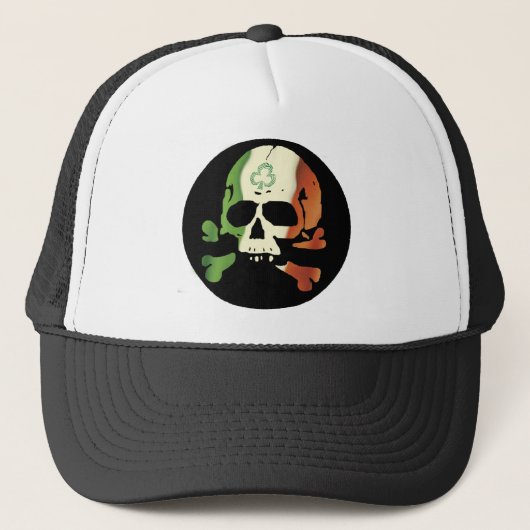Ierse vlag schedel trucker pet (Voorkant)