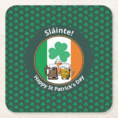 Ierse vlag Shamrock Beers St Patricks Day Kartonnen Onderzetters (Voorkant)