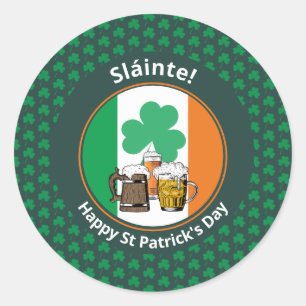 Ierse vlag Shamrock Beers St Patricks Day Ronde Sticker