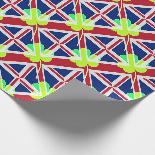 Ierse vlag Shamrock Clover St. Patrick UK Cadeaupapier (Hoek)
