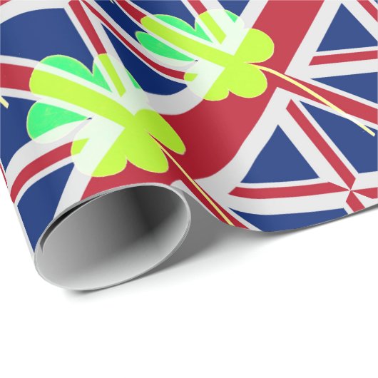 Ierse vlag Shamrock Clover St. Patrick UK Cadeaupapier (Rol Hoek)