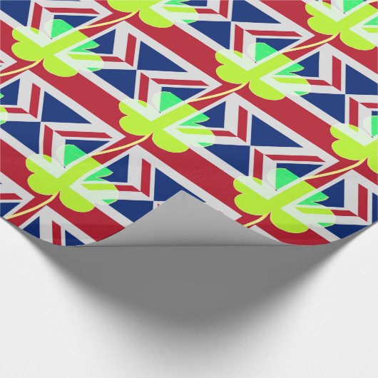 Ierse vlag Shamrock Clover St. Patrick UK Cadeaupapier (Hoek)