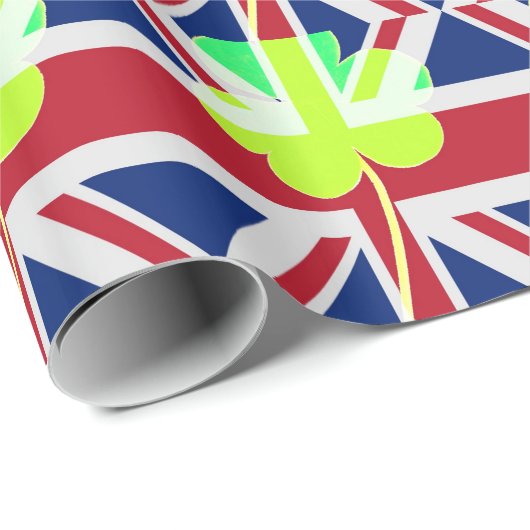 Ierse vlag Shamrock Clover St. Patrick UK Cadeaupapier (Rol Hoek)