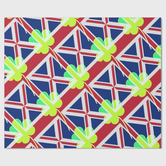 Ierse vlag Shamrock Clover St. Patrick UK Cadeaupapier (Vlak)