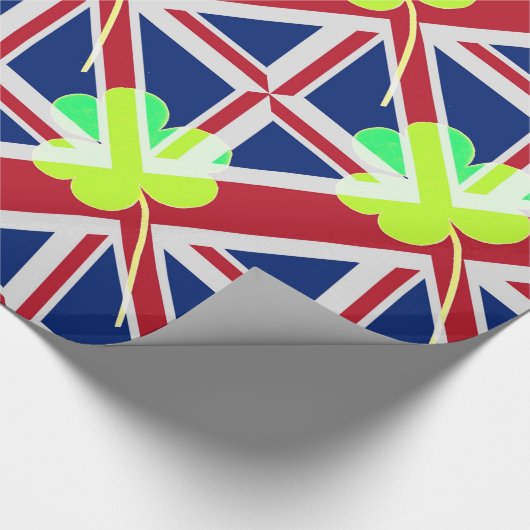 Ierse vlag Shamrock Clover St. Patrick UK Cadeaupapier (Hoek)