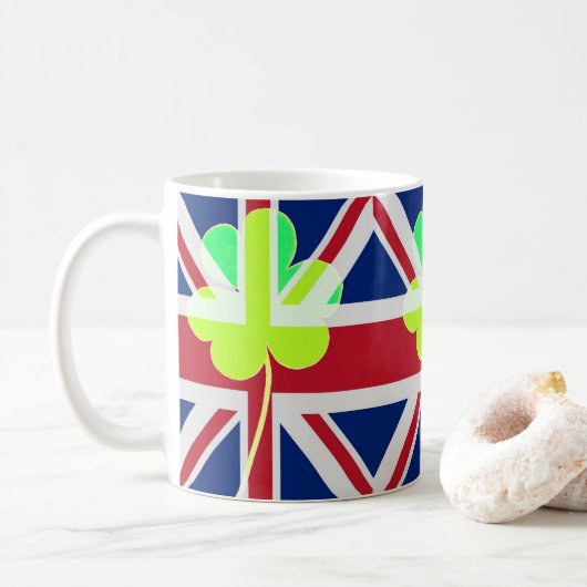 Ierse vlag Shamrock Clover St. Patrick UK Koffiemok (Met donut)