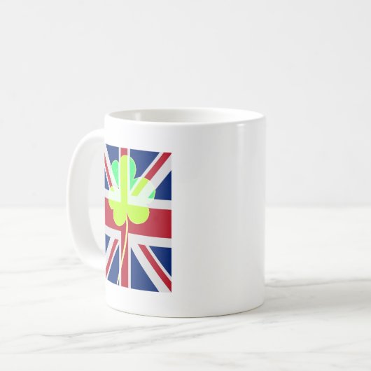 Ierse vlag Shamrock Clover St. Patrick UK Koffiemok (Voorkant links)