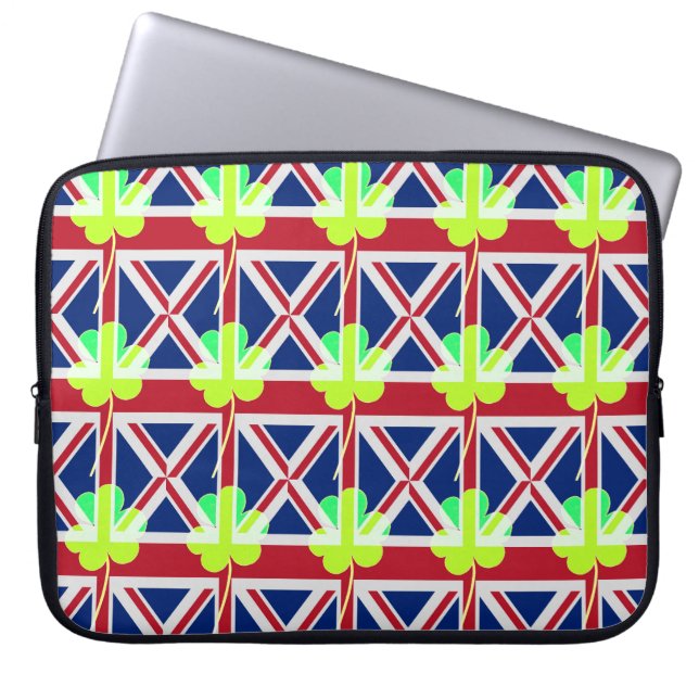 Ierse vlag Shamrock Clover St. Patrick UK Laptop Sleeve (Voorkant)