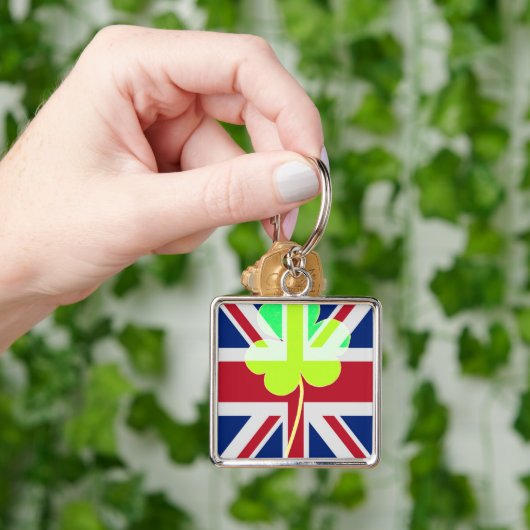 Ierse vlag Shamrock Clover St. Patrick UK Sleutelhanger (Hand)