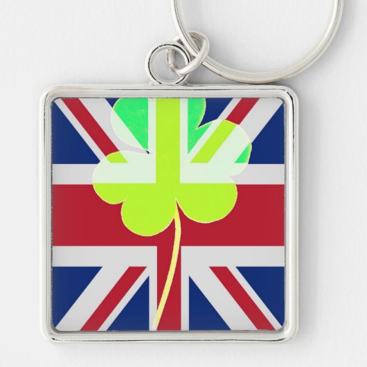 Ierse vlag Shamrock Clover St. Patrick UK Sleutelhanger (Voorkant)