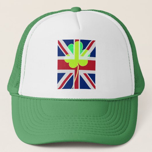 Ierse vlag Shamrock Clover St. Patrick UK Trucker Pet (Voorkant)
