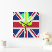 Ierse vlag Shamrock Clover St. Patrick UK Vierkante Klok (Huis)