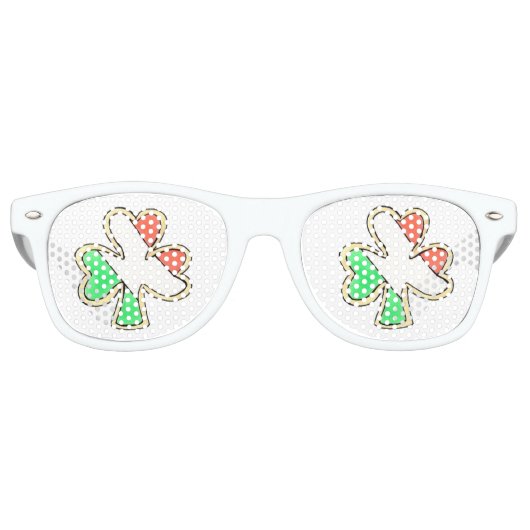Ierse vlag Shamrock Cookie St Patrick's Day Shades Retro Zonnebril (Voorkant)