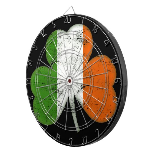 Ierse vlag Shamrock Dartbord (Voorkant Rechts)