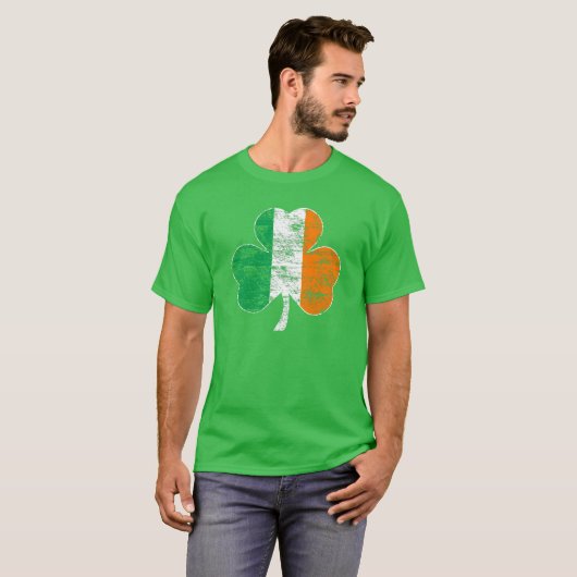  Ierse vlag Shamrock (Distress) T-shirt (Voorkant volledig)