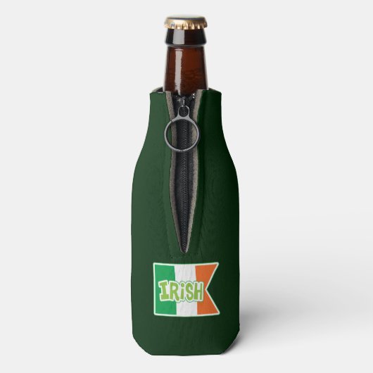 Ierse vlag Shamrock gepersonaliseerd Flesjeskoeler (Fles Achterkant)