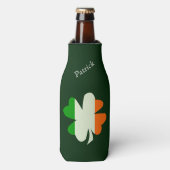 Ierse vlag Shamrock gepersonaliseerd Flesjeskoeler (Fles Voorkant)