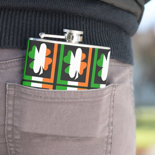 Ierse vlag Shamrock Pattern Heupfles (Voorbeeld)