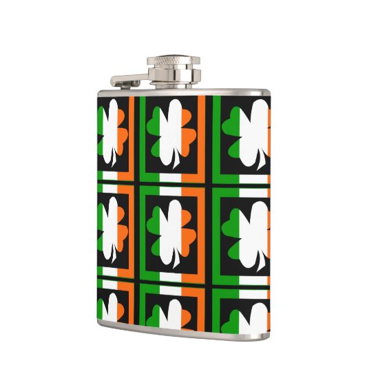 Ierse vlag Shamrock Pattern Heupfles (Links)