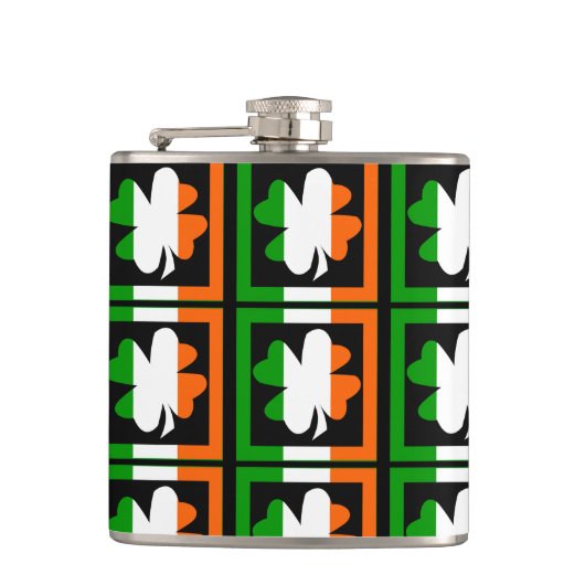 Ierse vlag Shamrock Pattern Heupfles (Voorkant)