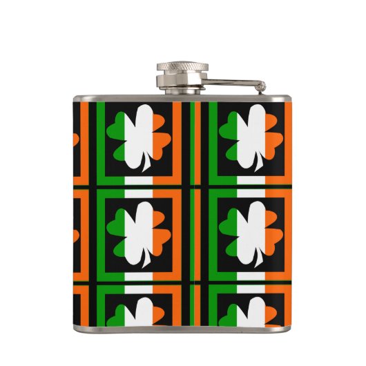Ierse vlag Shamrock Pattern Heupfles (Achterkant)