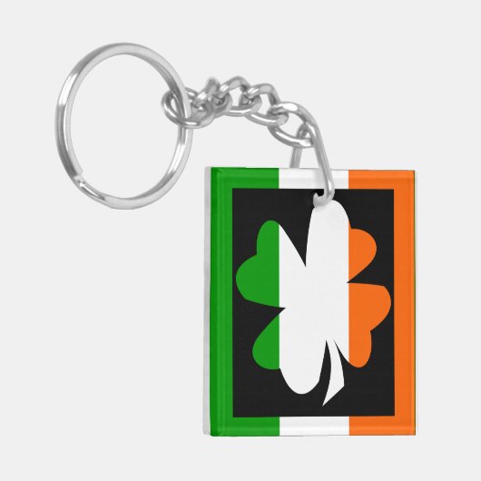 Ierse vlag Shamrock Sleutelhanger (Voorkant Links)