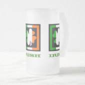 Ierse vlag Shamrock Square Matglas Bierpul (Voorkant rechts)