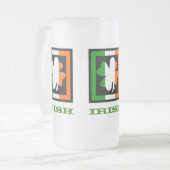 Ierse vlag Shamrock Square Matglas Bierpul (Voorkant links)