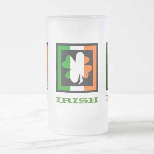 Ierse vlag Shamrock Square Matglas Bierpul (Center)